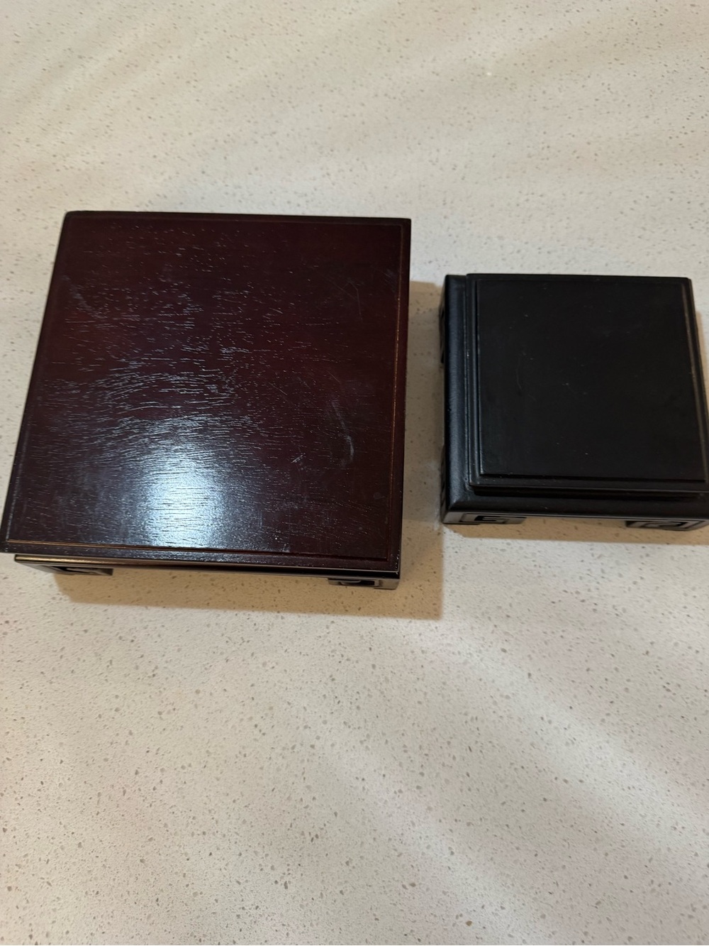 Square Chinese Wooden Stands 7x7  Brown & 5x5 Black